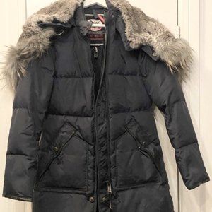 Women's Pajar Navy Blue Parka (w grey real fur trim)- XS